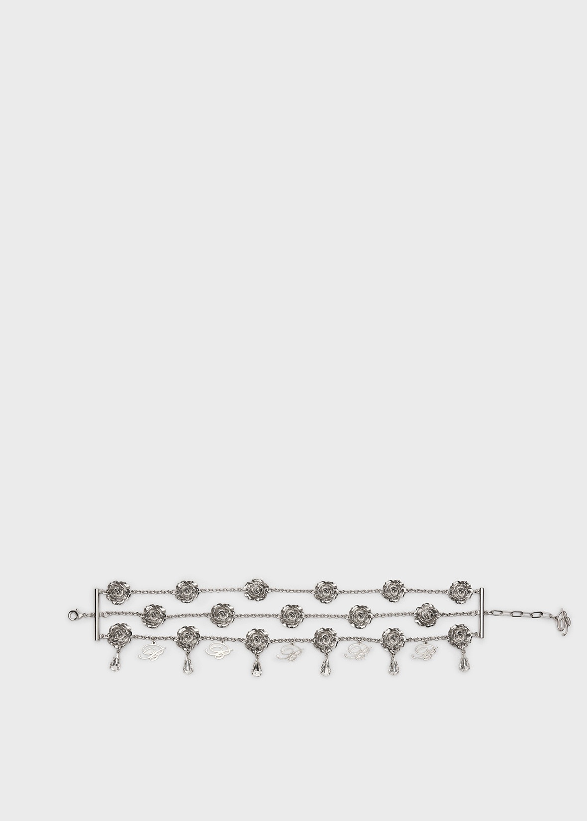 METAL CHOKER WITH ROSES, GLASS DROPS AND B MONOGRAM - 2