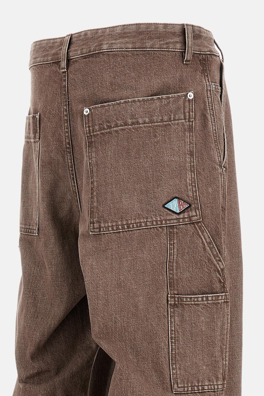 PANTS BROWN WASHED DENIM - 5