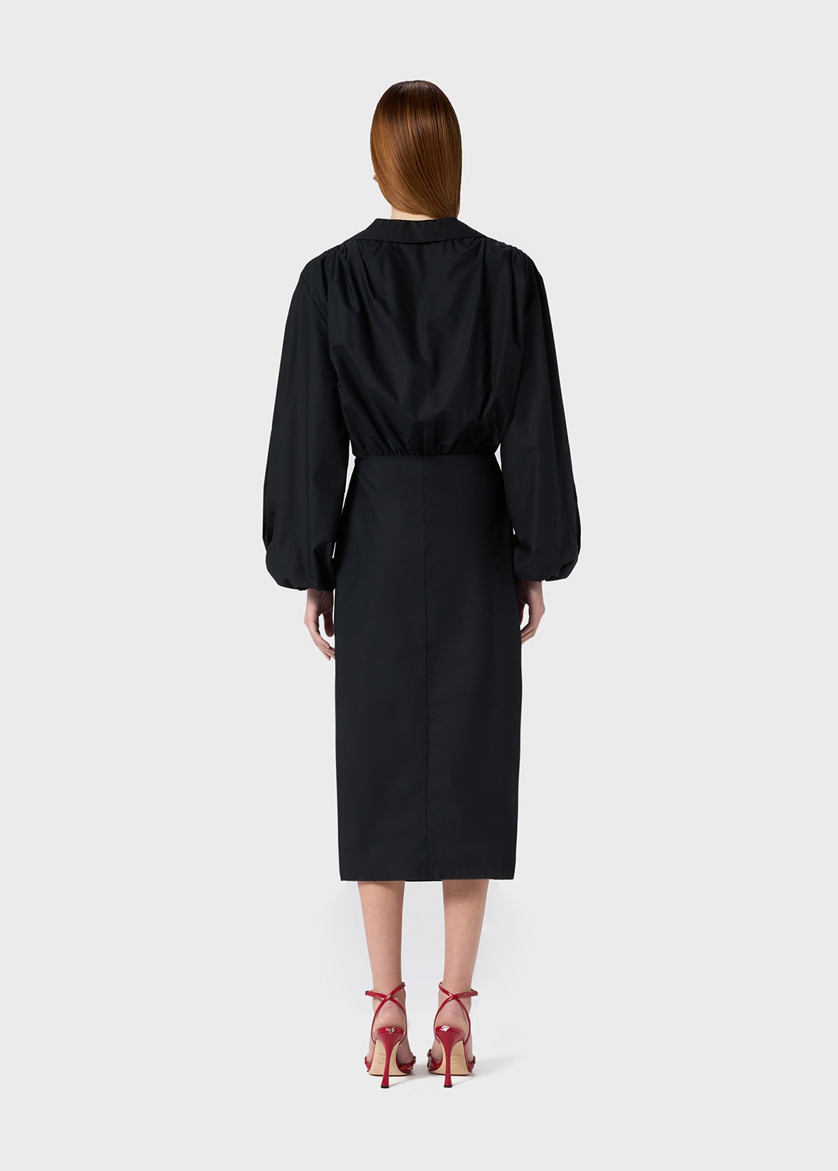 POPLIN MIDI DRESS WITH ROSE DECORATION - 4