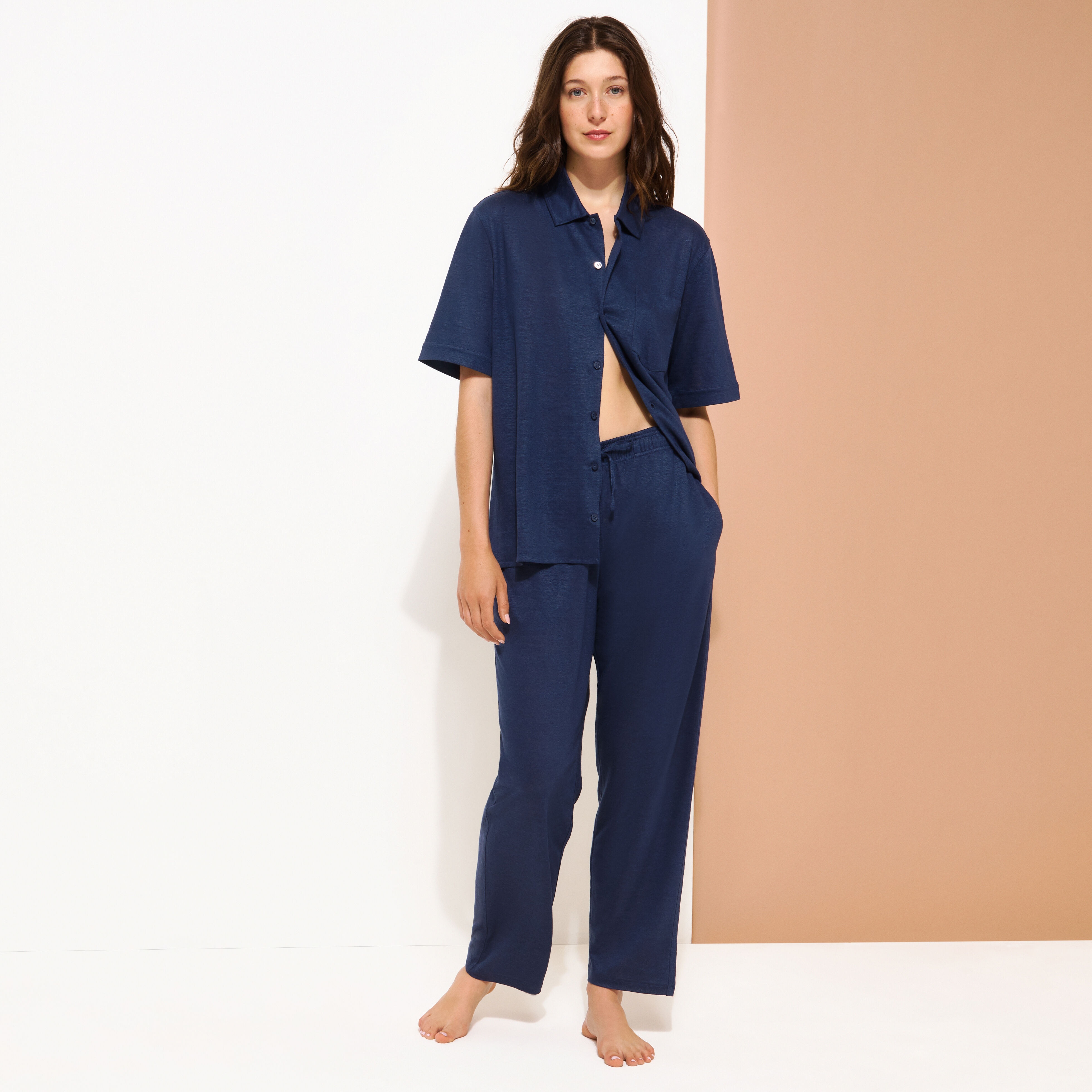 Unisex Linen Bowling Shirt Solid - 8