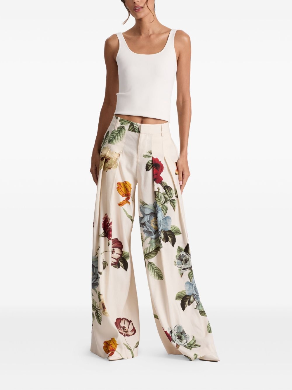 pleated floral trousers - 2