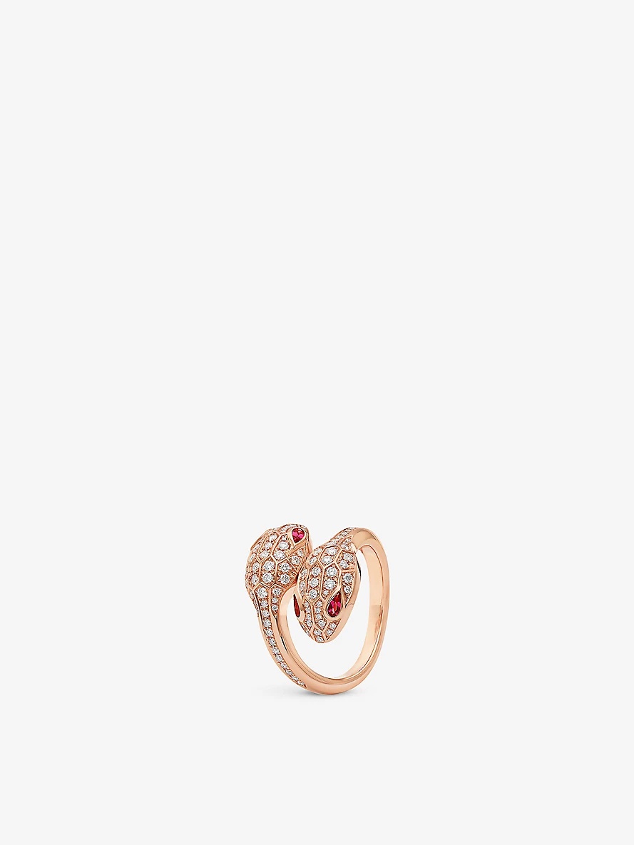 Serpenti Seduttori 18ct rose-gold, 0.56ct brilliant-cut diamond and rubellite ring - 1