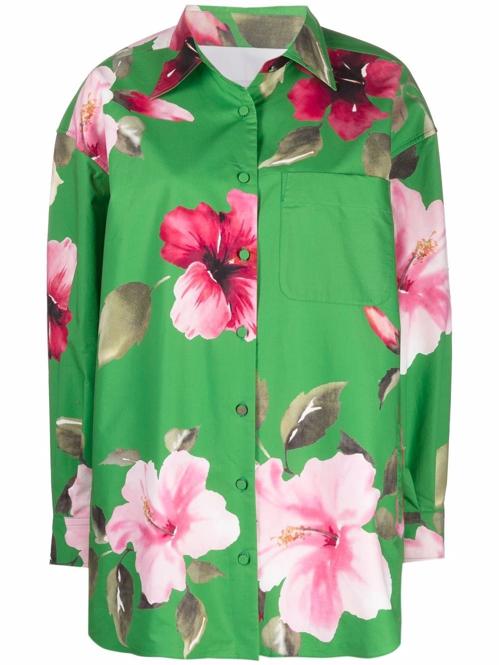 flower-print peacoat - 1