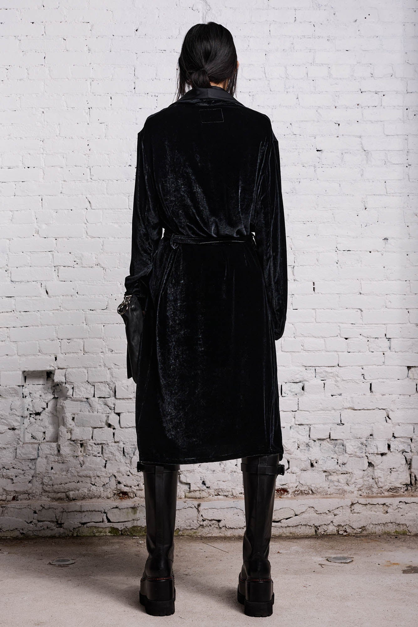 PIPED SMOKING ROBE - BLACK VELVET - 5