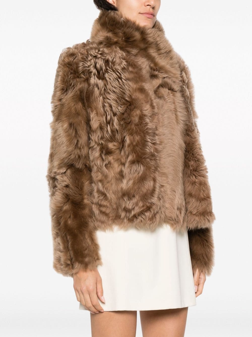shearling stand up-collar jacket - 3