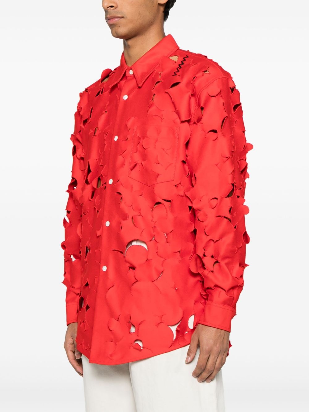 cut-out detail cotton shirt - 3