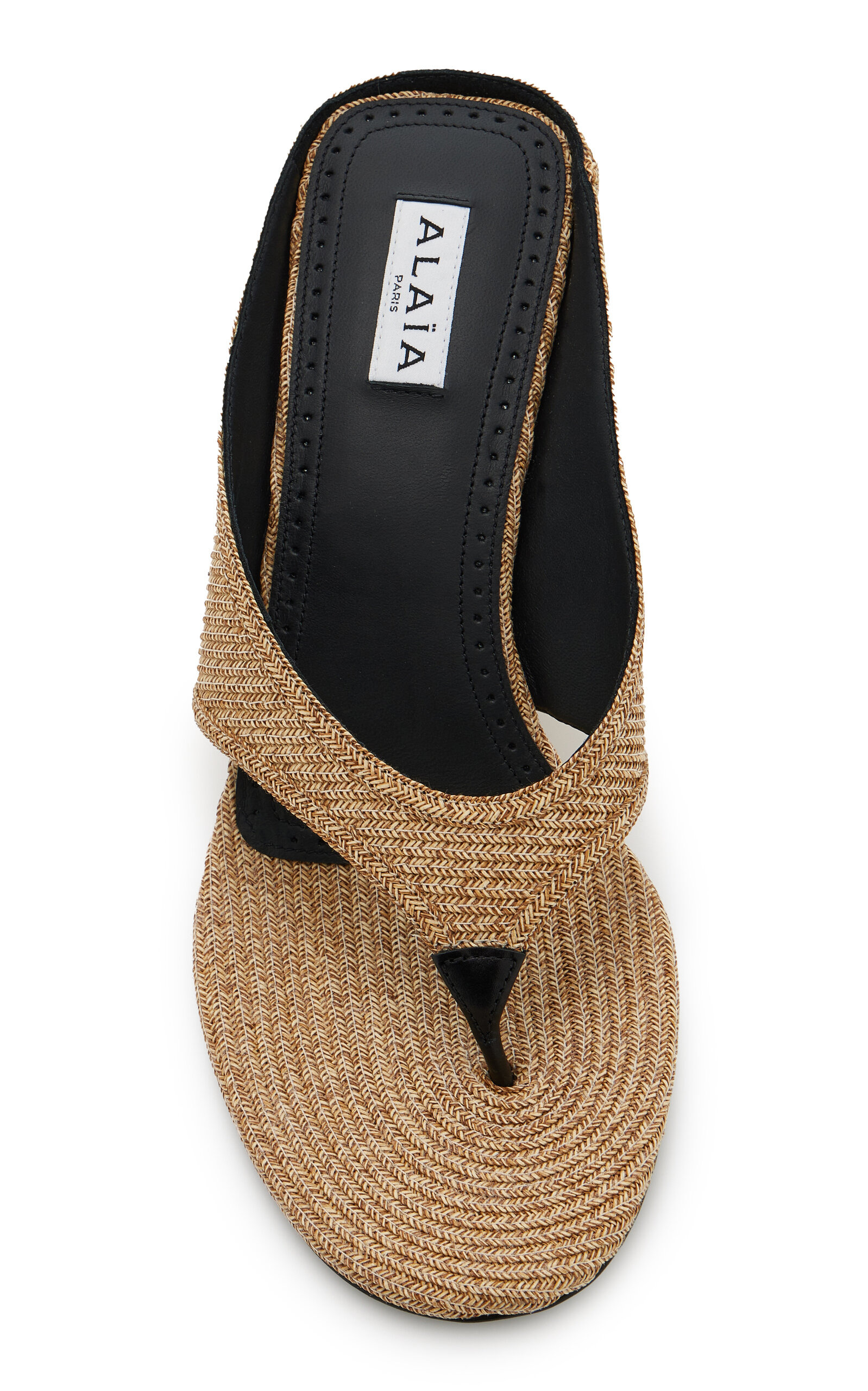 Cube Raffia Thong Wedge Sandals tan - 2
