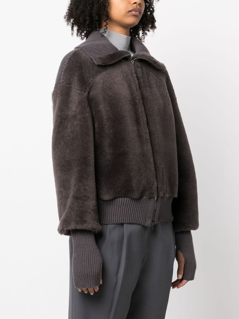 knit-panel zip-up jacket 3