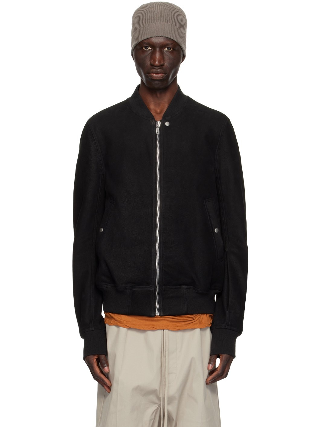 Black Classic Flight Leather Jacket - 1