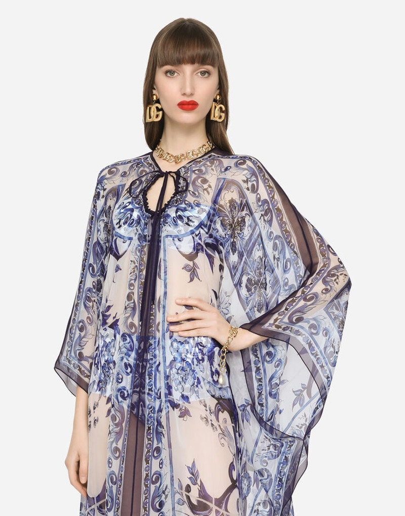 Majolica-print chiffon caftan 4
