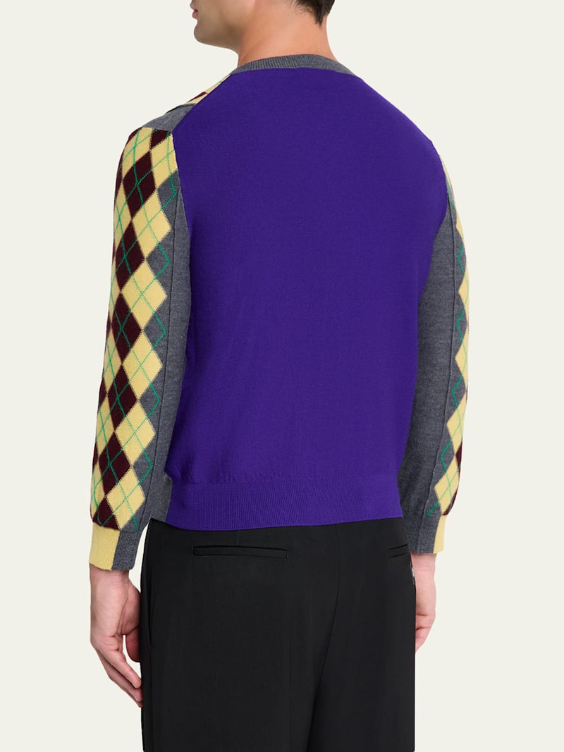 Men's Wool Argyle Color-Block Cardigan 3