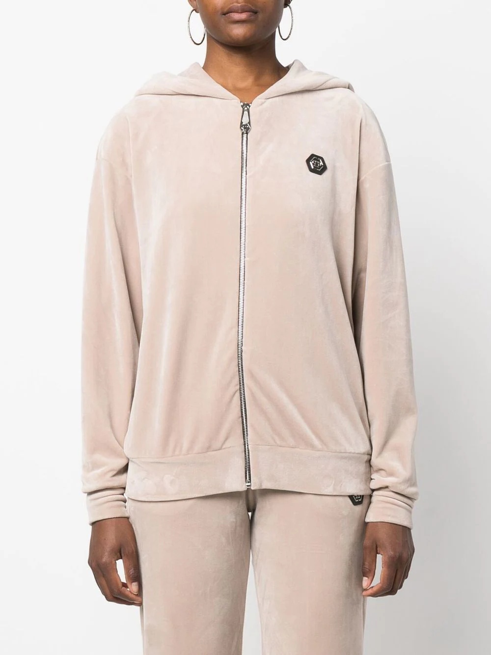 skull-appliqué zip-up hoodie - 3