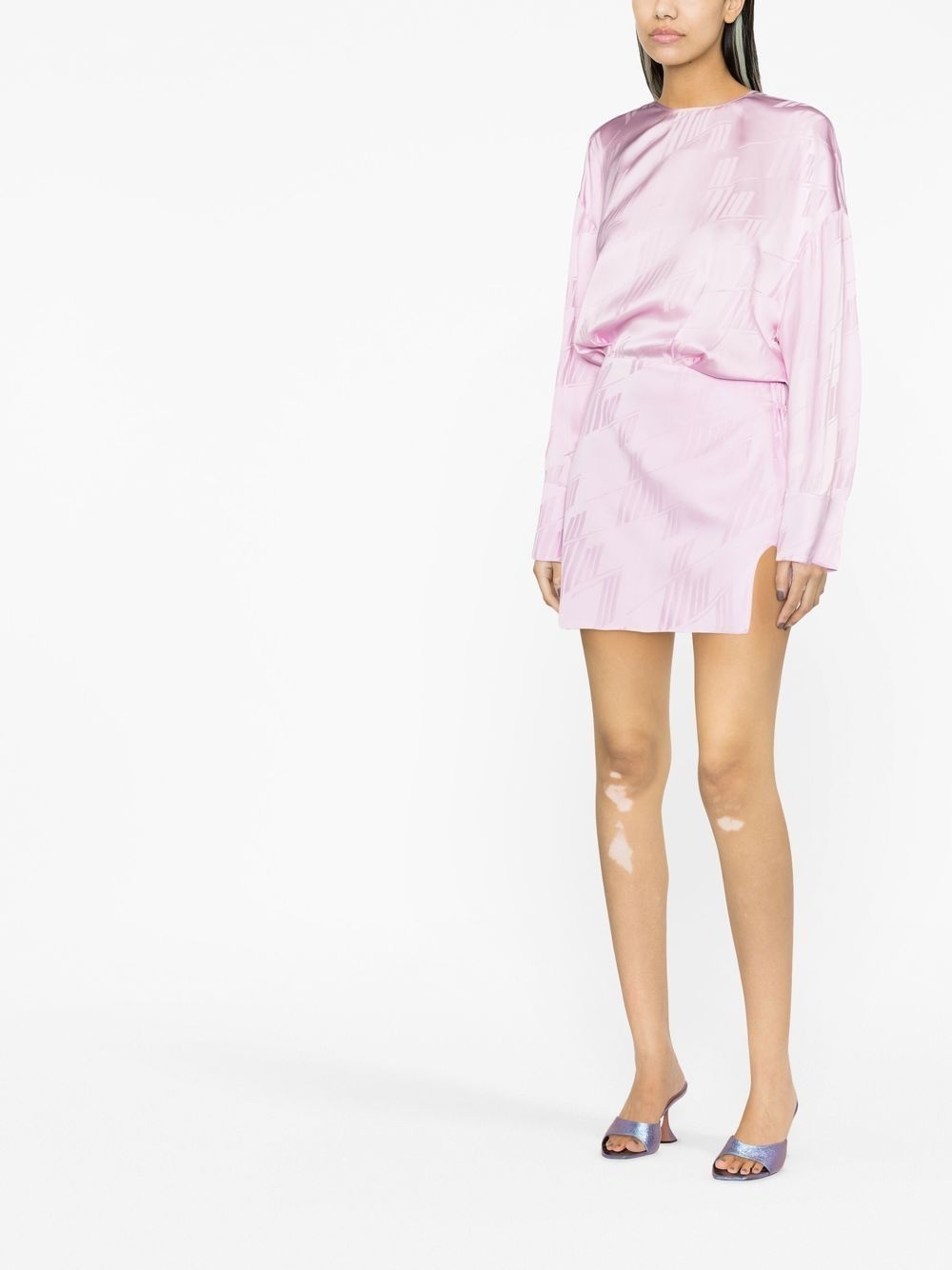 logo-jacquard satin dress - 3