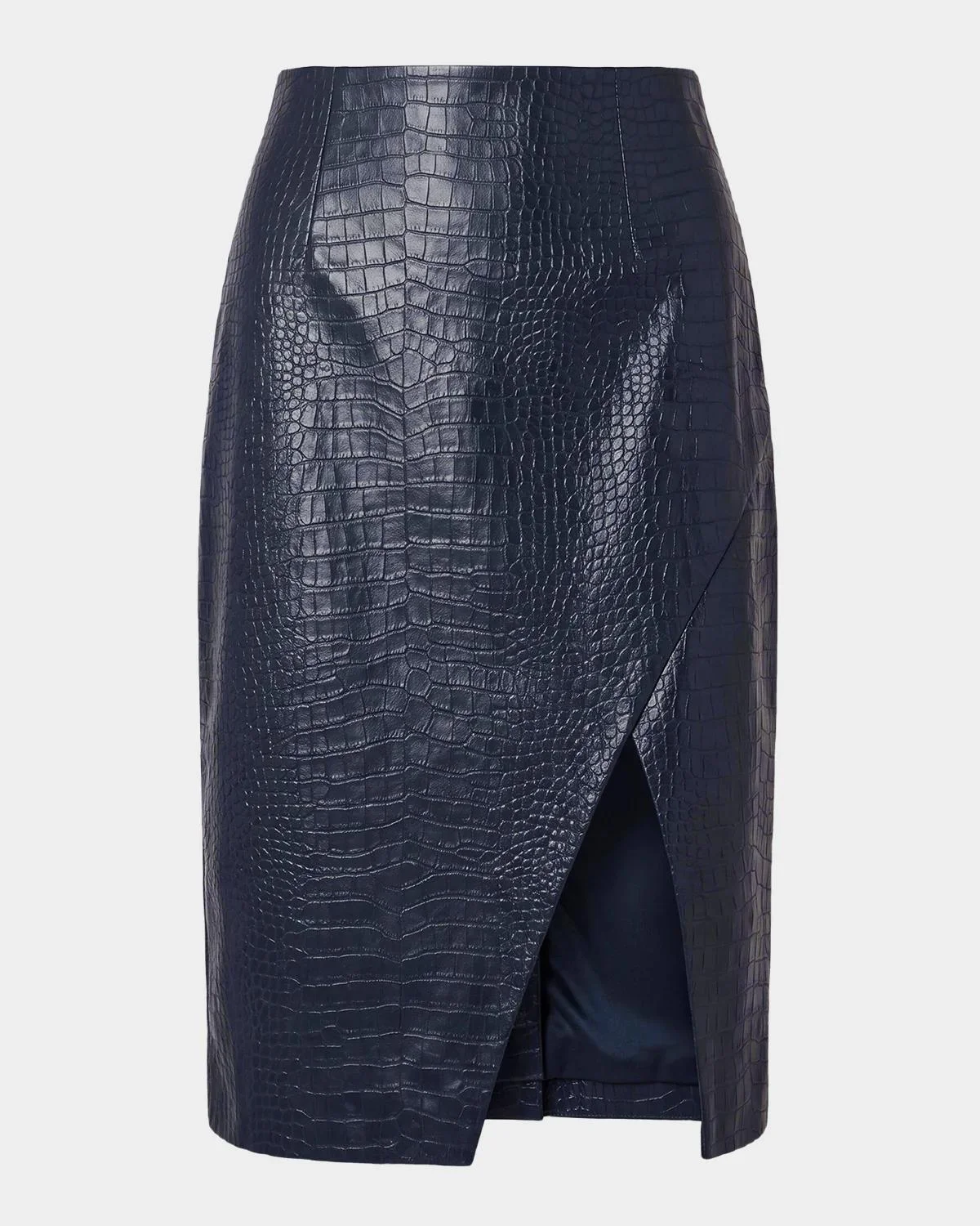 Livia Croc-Embossed Vegan Leather Pencil Skirt - 1
