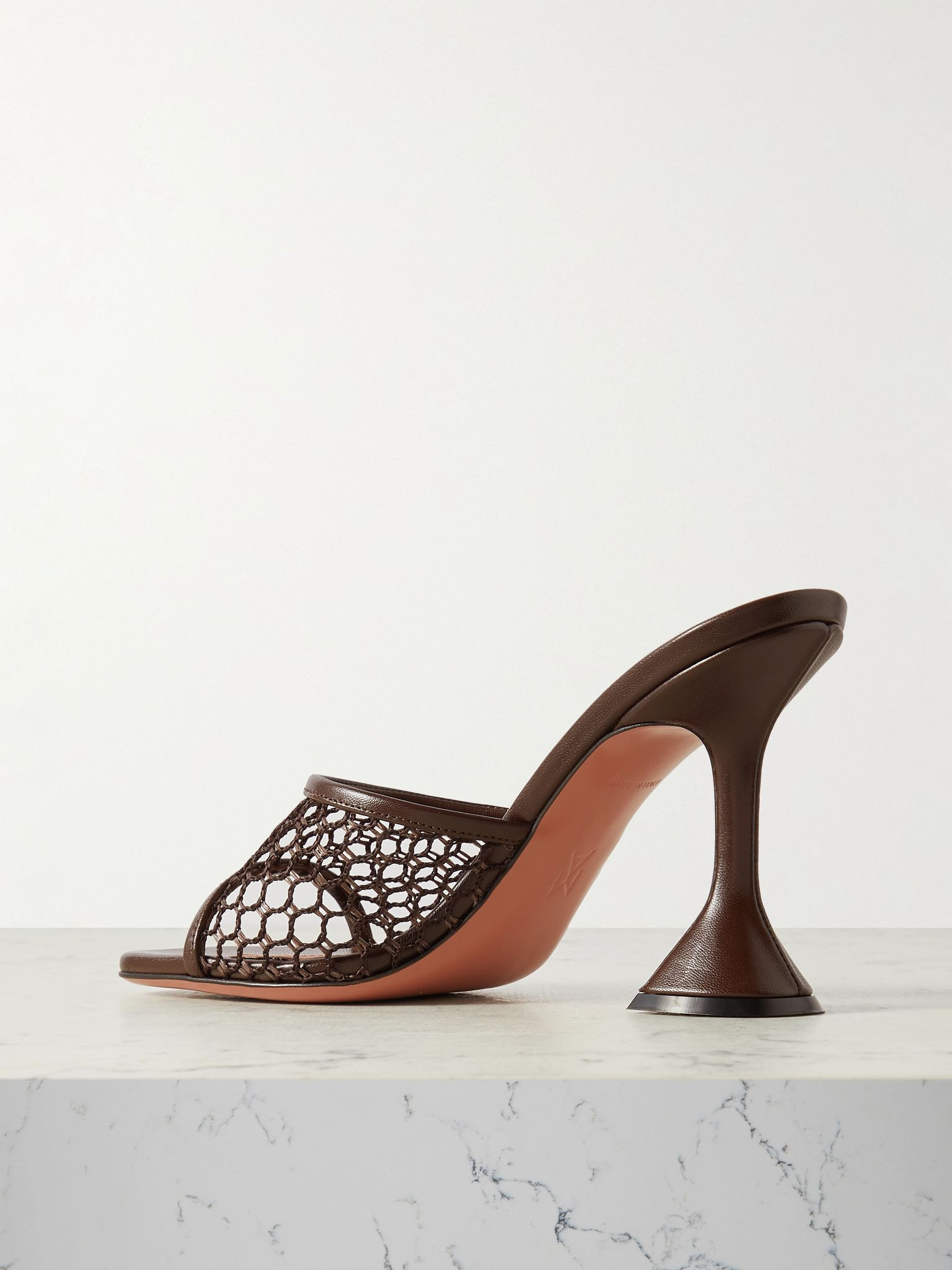 Lupita fishnet and leather mules Brown - 3