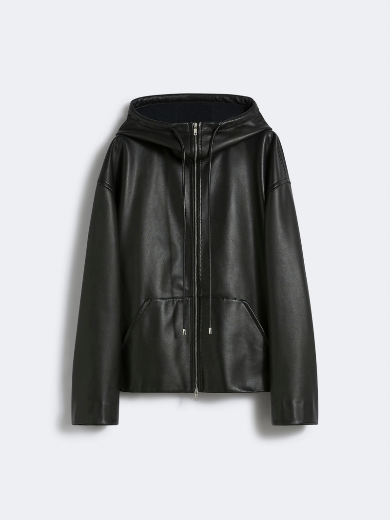 ADUNCO1234 Leather hoodie - RUNWAY - BLACK 1