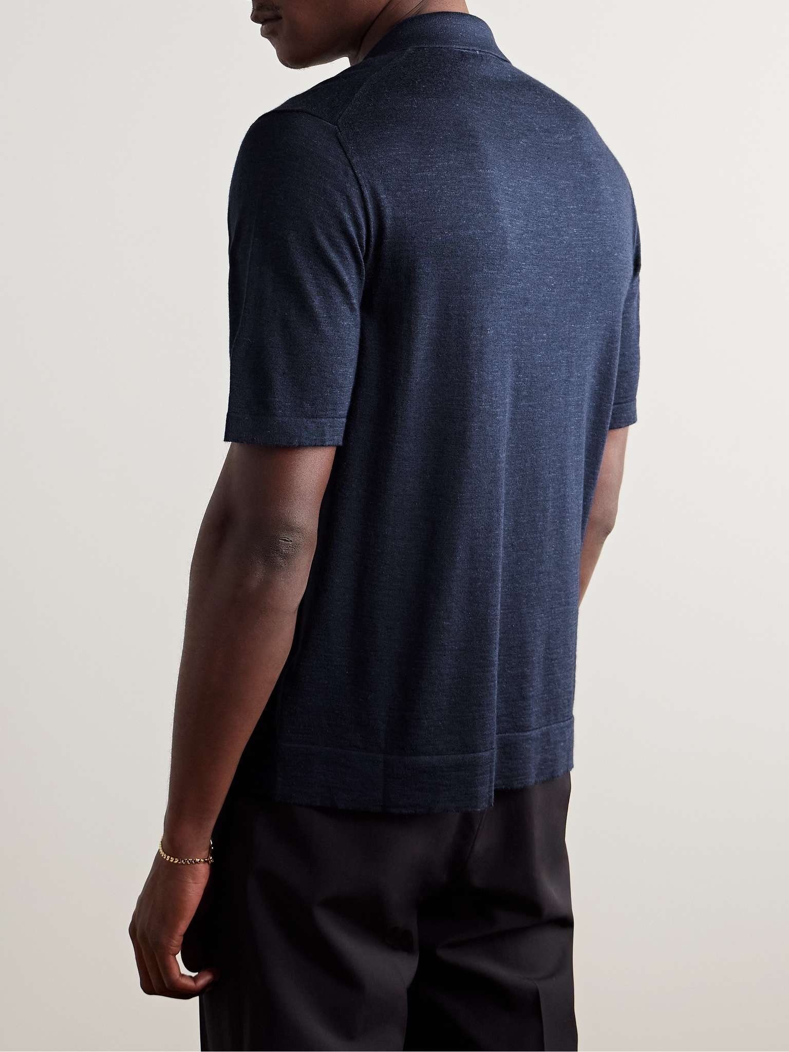 Silk, Cashmere and Linen-Blend Polo Shirt - 3