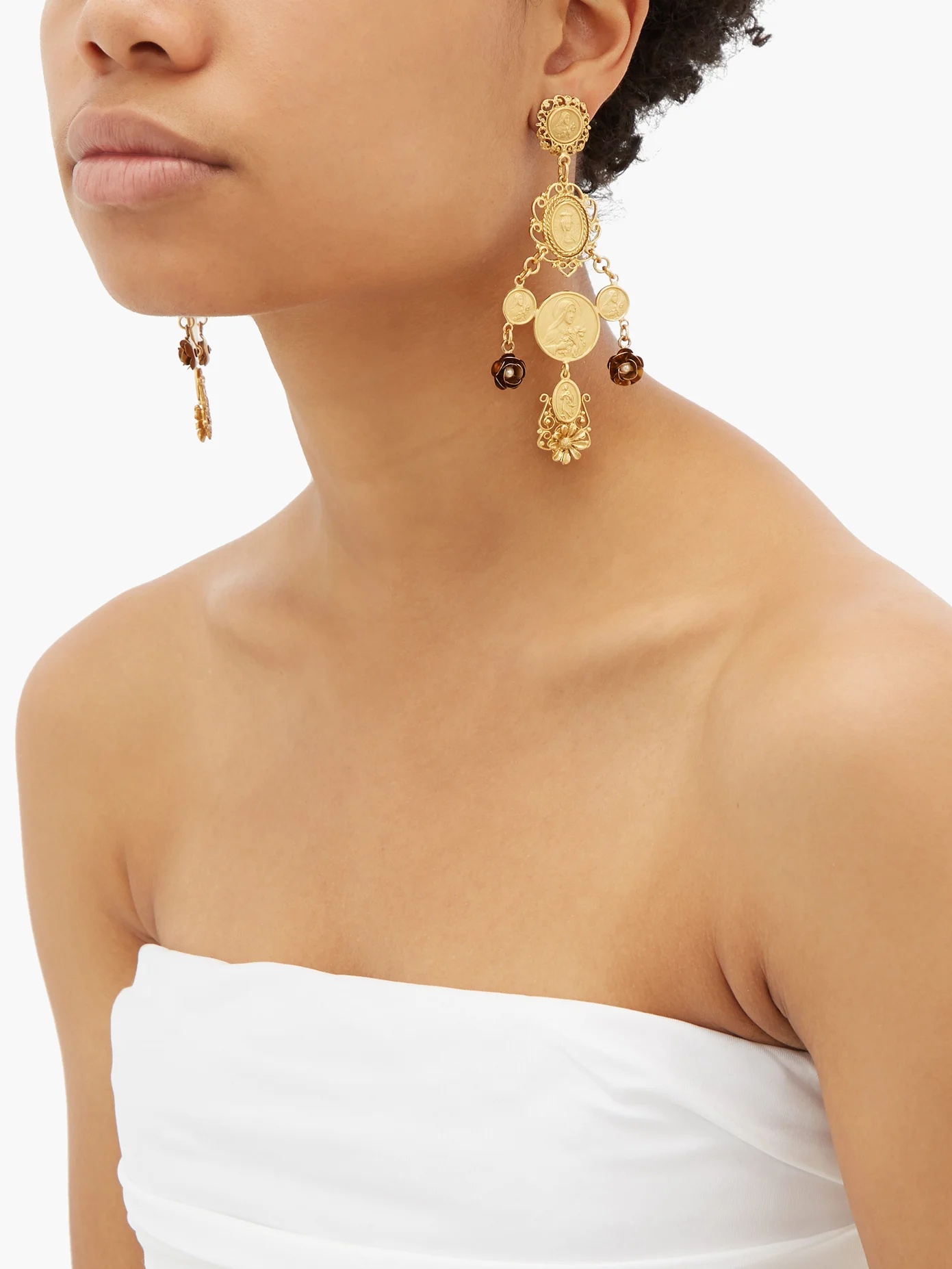 Charm drop clip earrings - 2