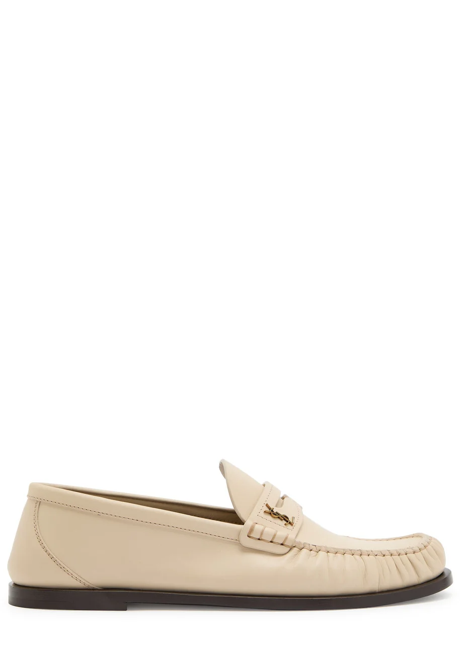 Saint Laurent Logo-plaque Leather Loafers - 1