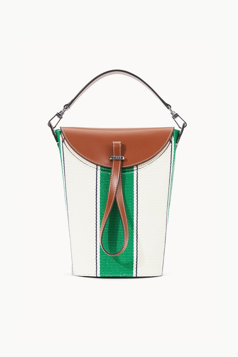 STAUD PHOEBE CONVERTIBLE BUCKET BAG BUNGALOW STRIPE 3
