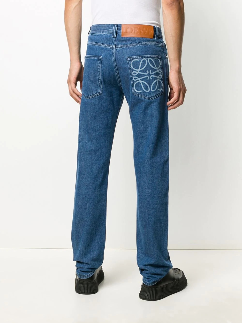 logo-print tapered jeans - 4