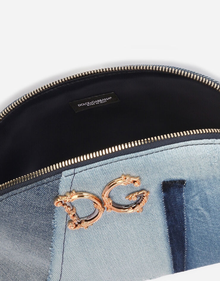 Patchwork denim make-up bag with baroque DG logo - 4