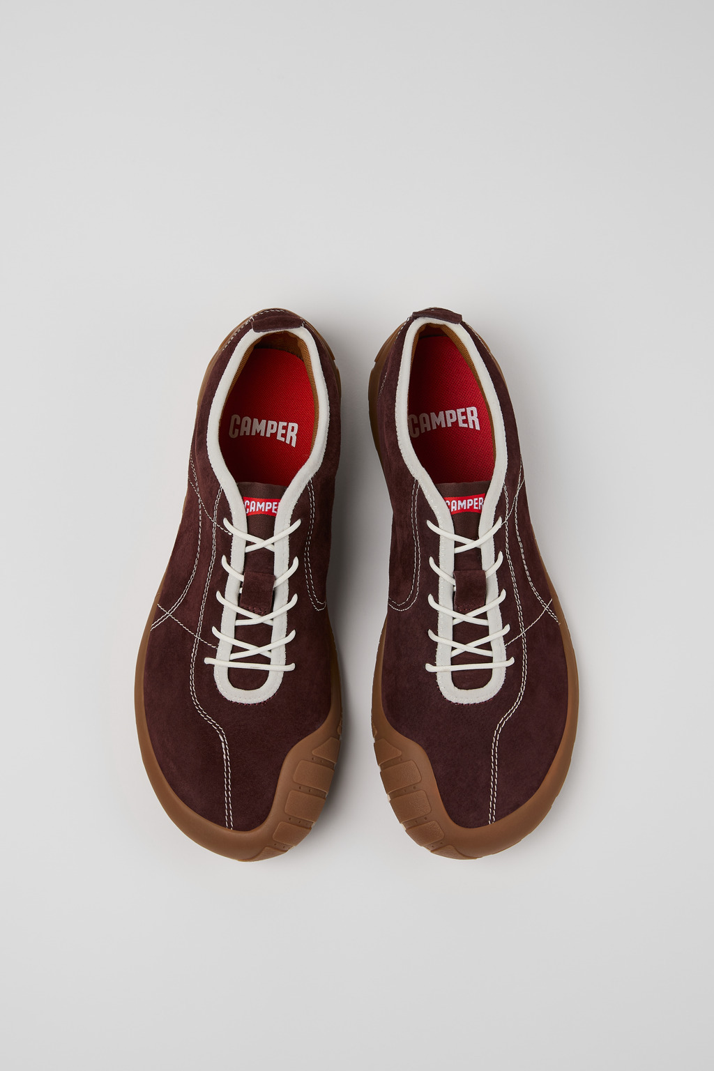 Burgundy Nubuck Sneakers for Men. - 5