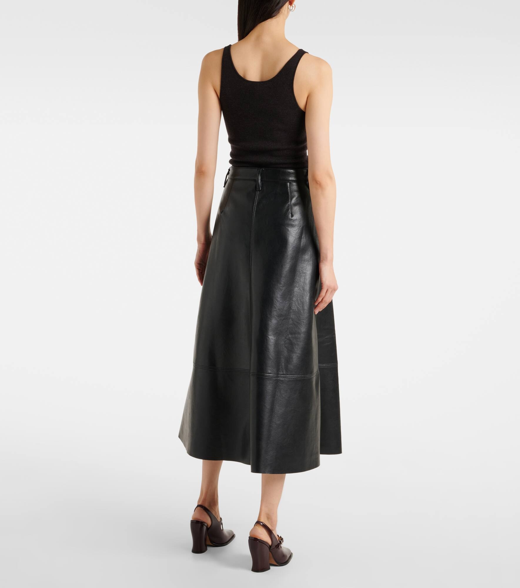 Cassia faux leather midi skirt - 3