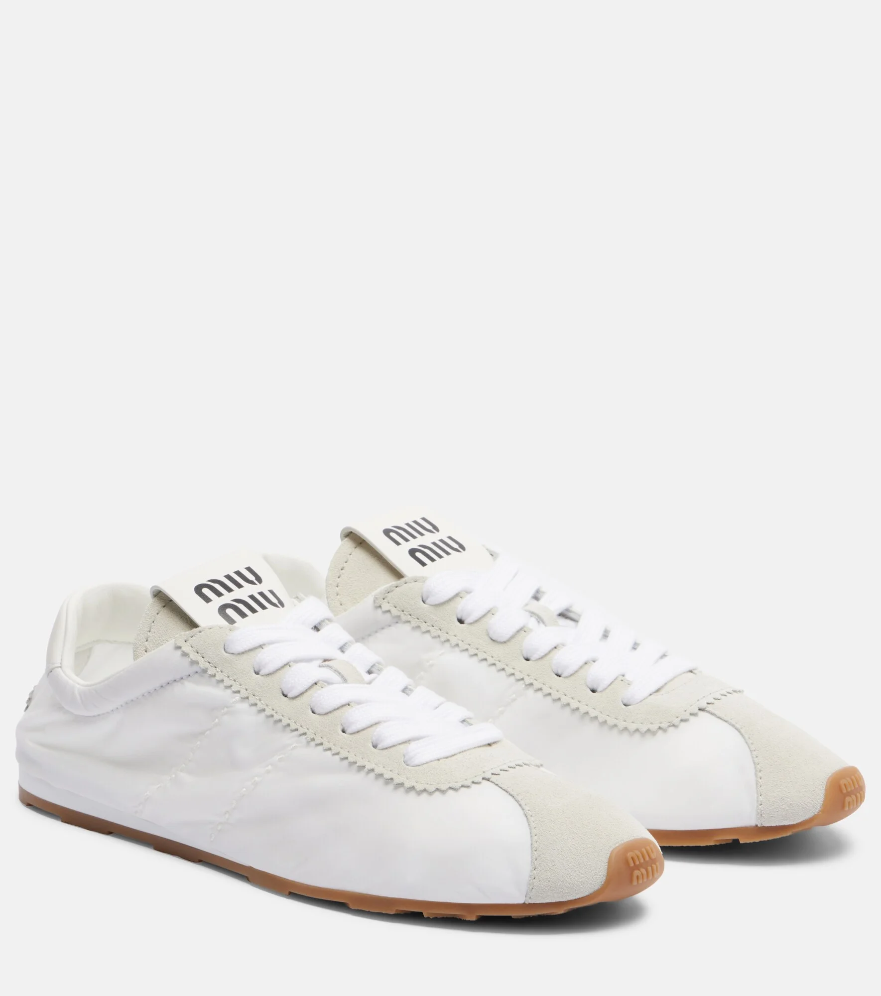 Plume suede-trimmed sneakers - 1