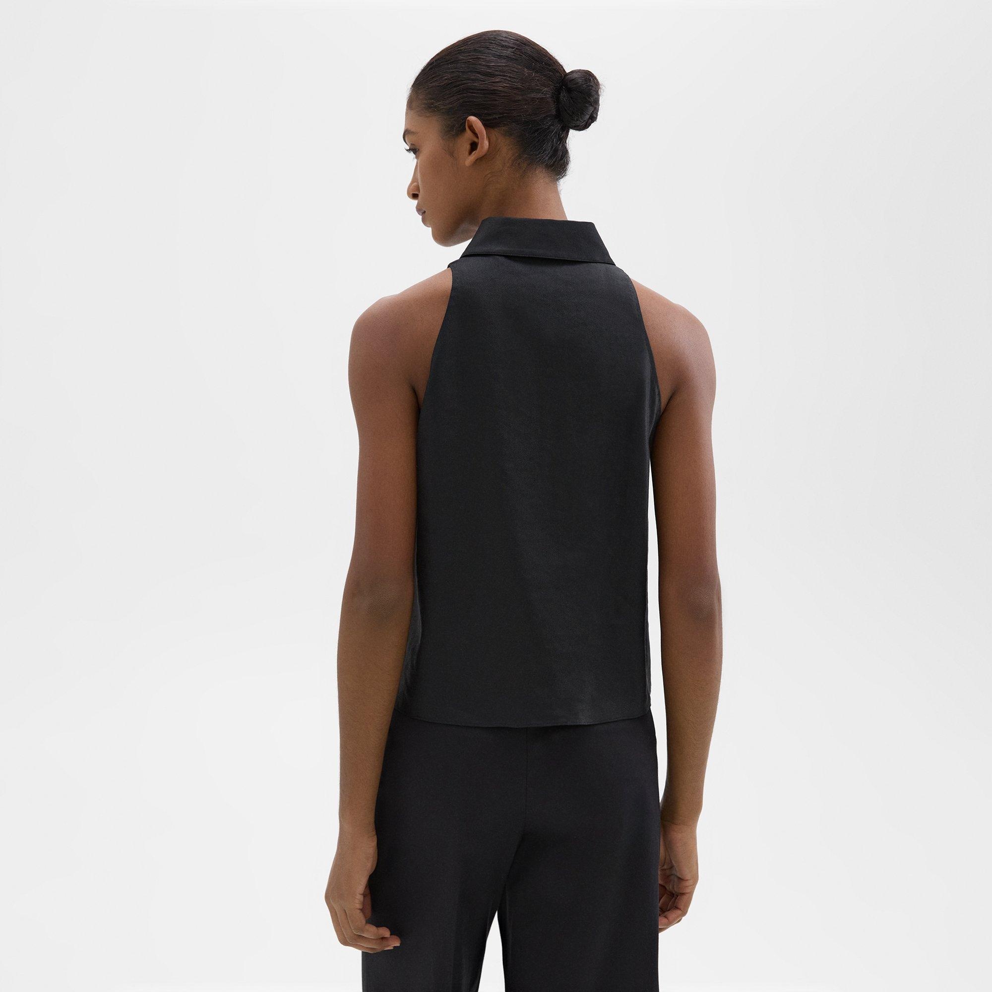 Halter Neck Shirt in Linen-Viscose - 4
