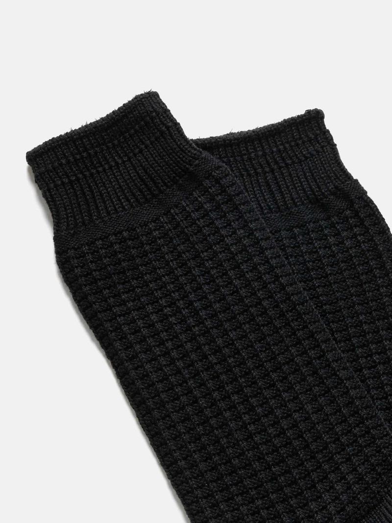 ROTOTO® R1110 Cotton Waffle Crew Socks Black outlook