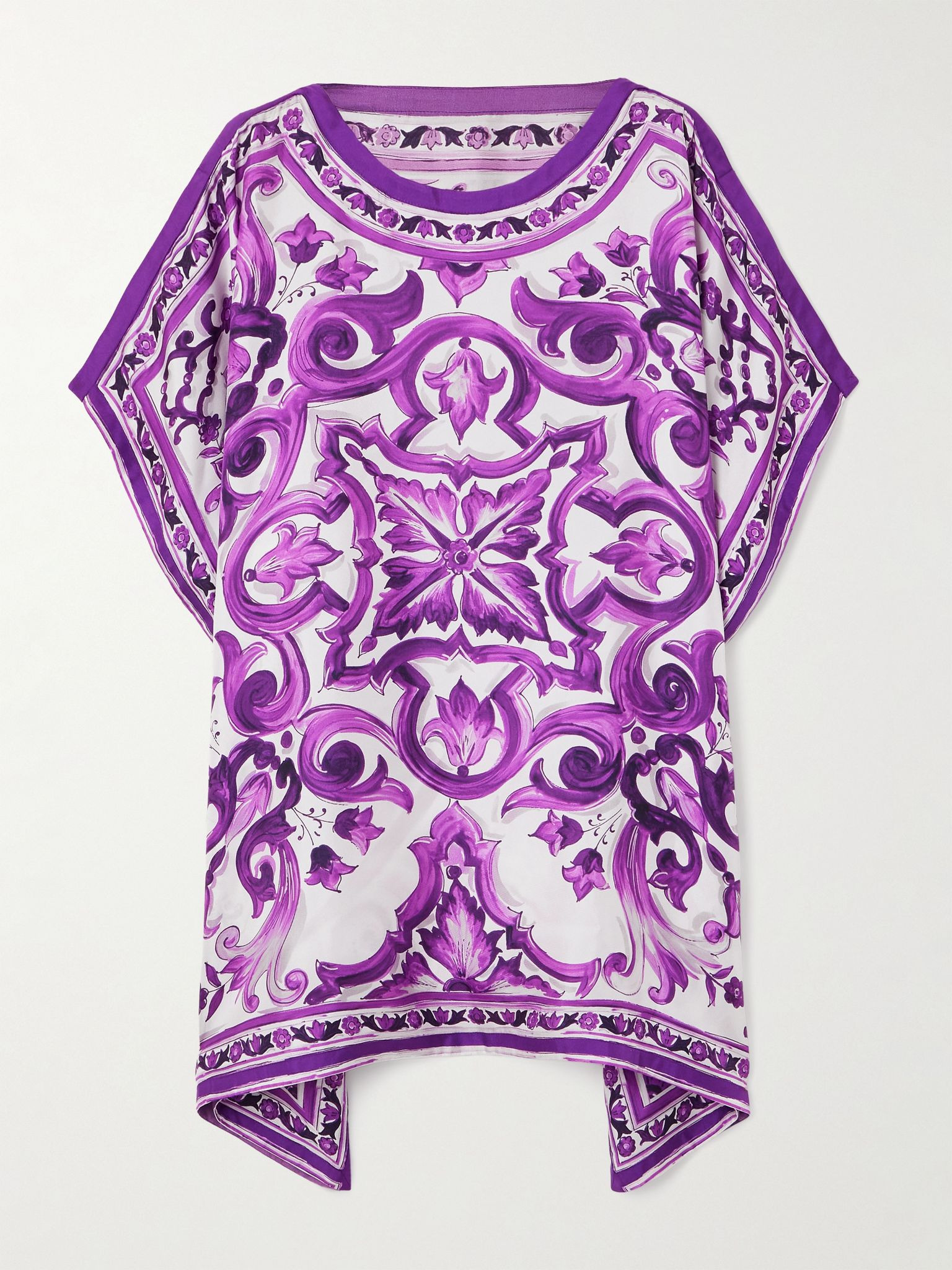Printed silk-satin mini dress Purple - 1
