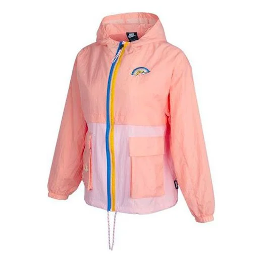 (WMNS) Nike Sportswear Icon Clash Pattern Embroidered Contrasting Colors Light Woven Hooded Jacket D - 1