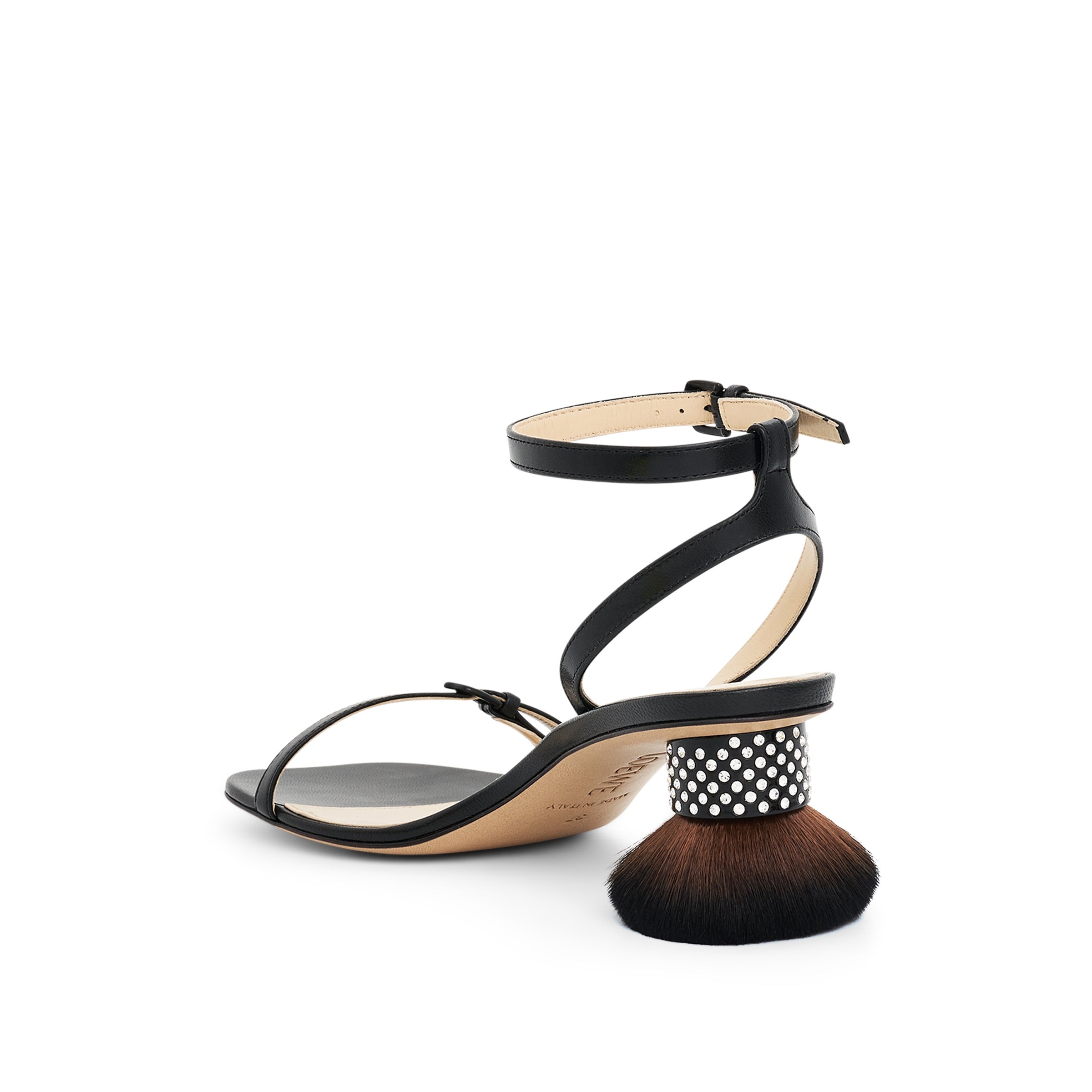 Petal Brush Heel Sandal in Black - 3