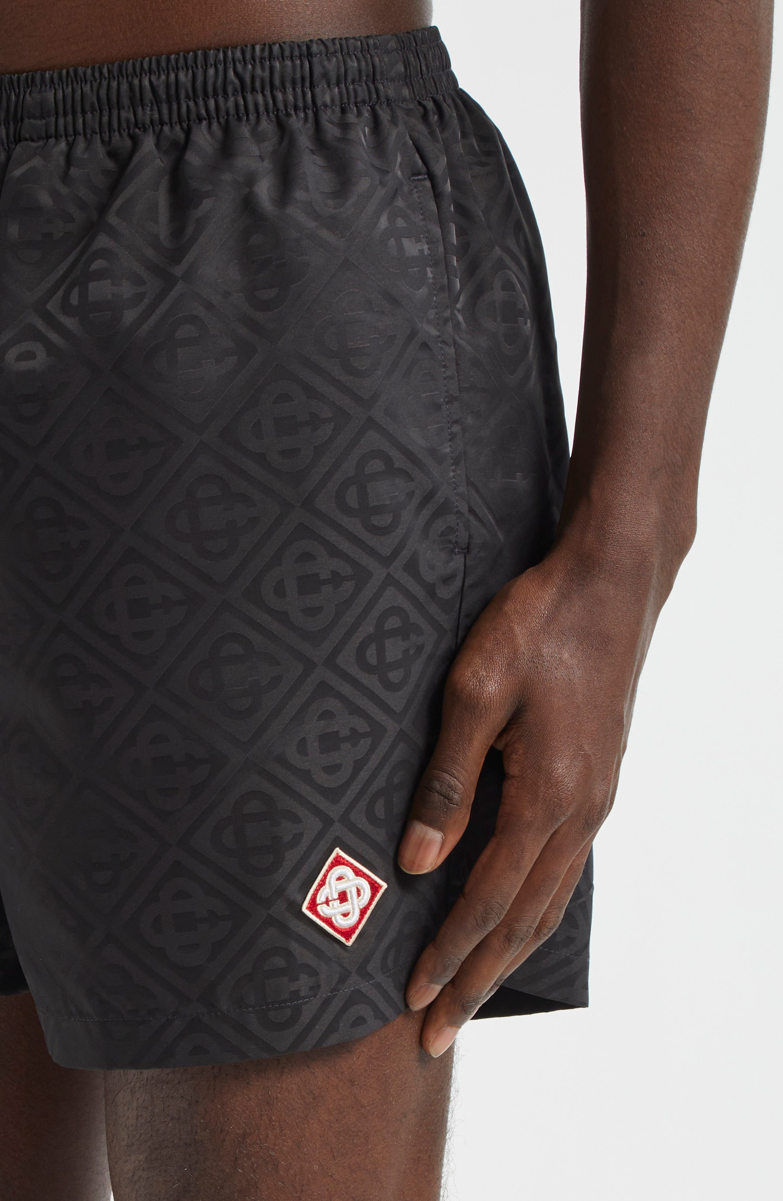 Casablanca Diamond Logo Jacquard Swim Trunks in Black at Nordstrom - 4