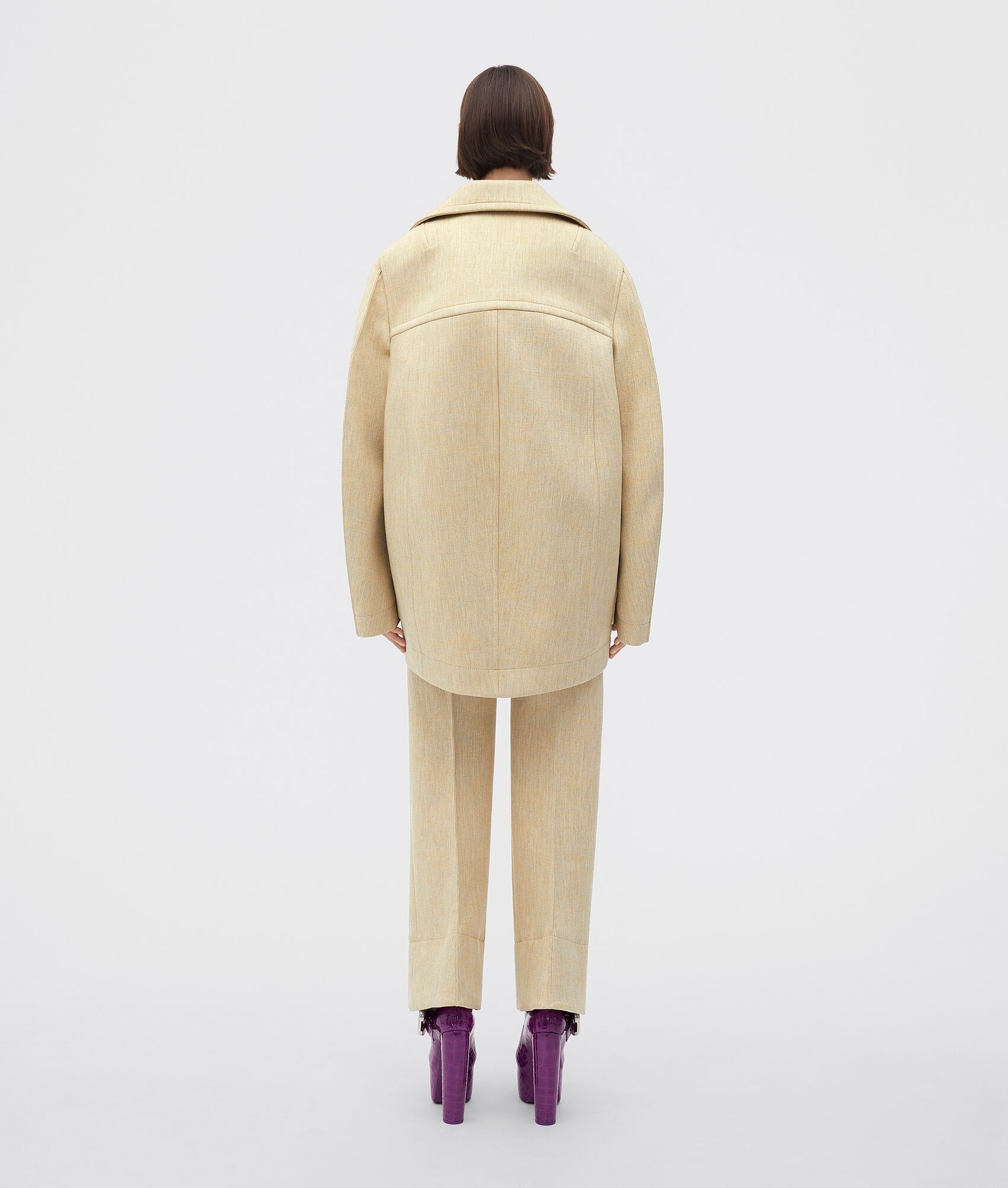 Curved Shape Double Wool Coat - 3