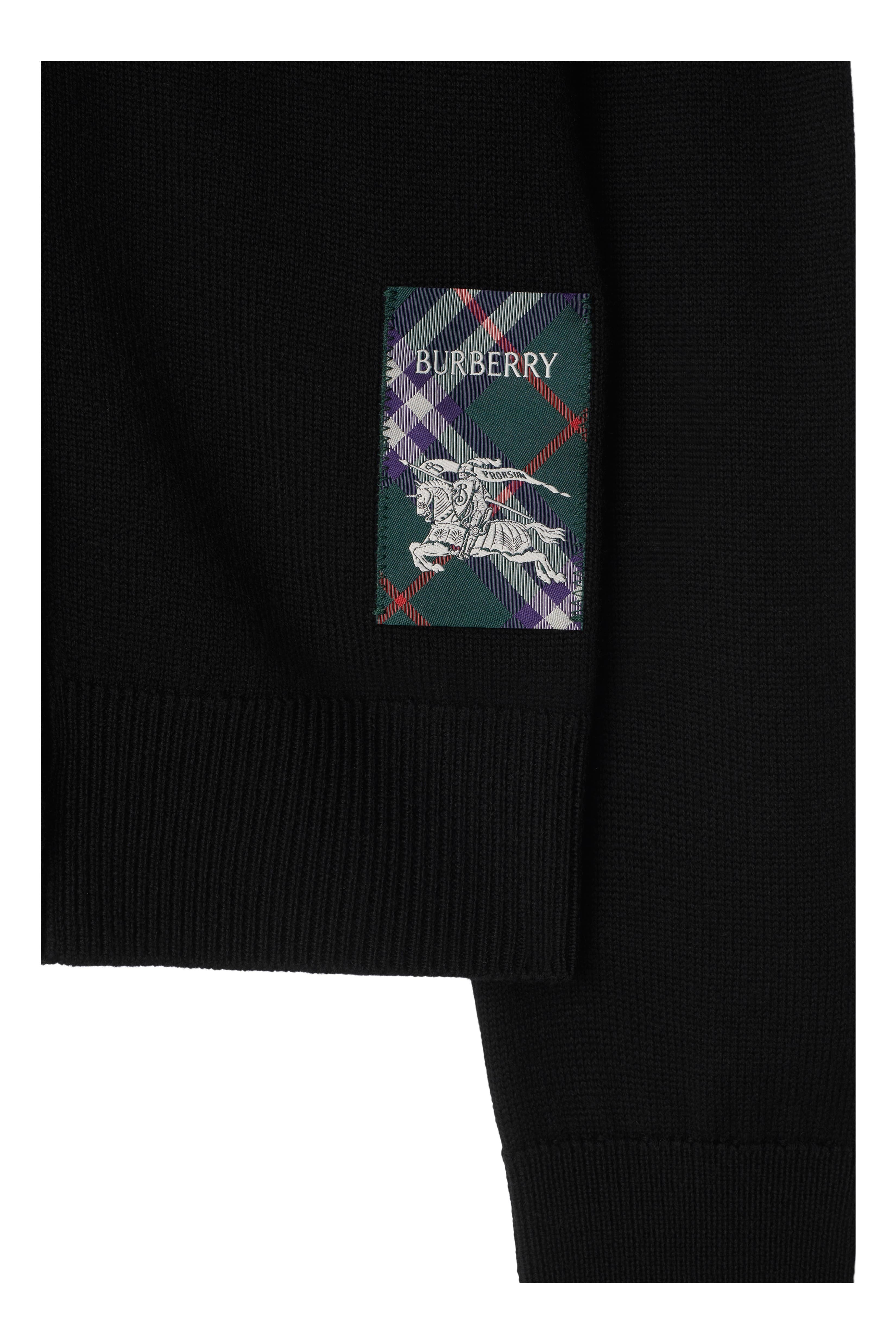 burberry Check Label Wool Cardigan in Black at Nordstrom - 3