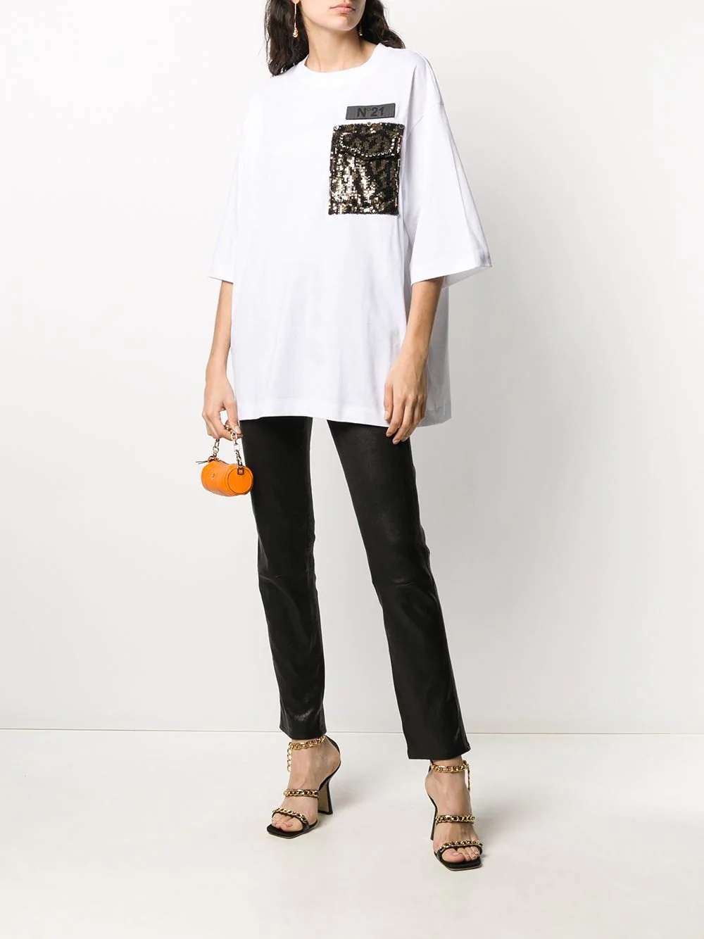 sequinned pocket oversized T-shirt - 2