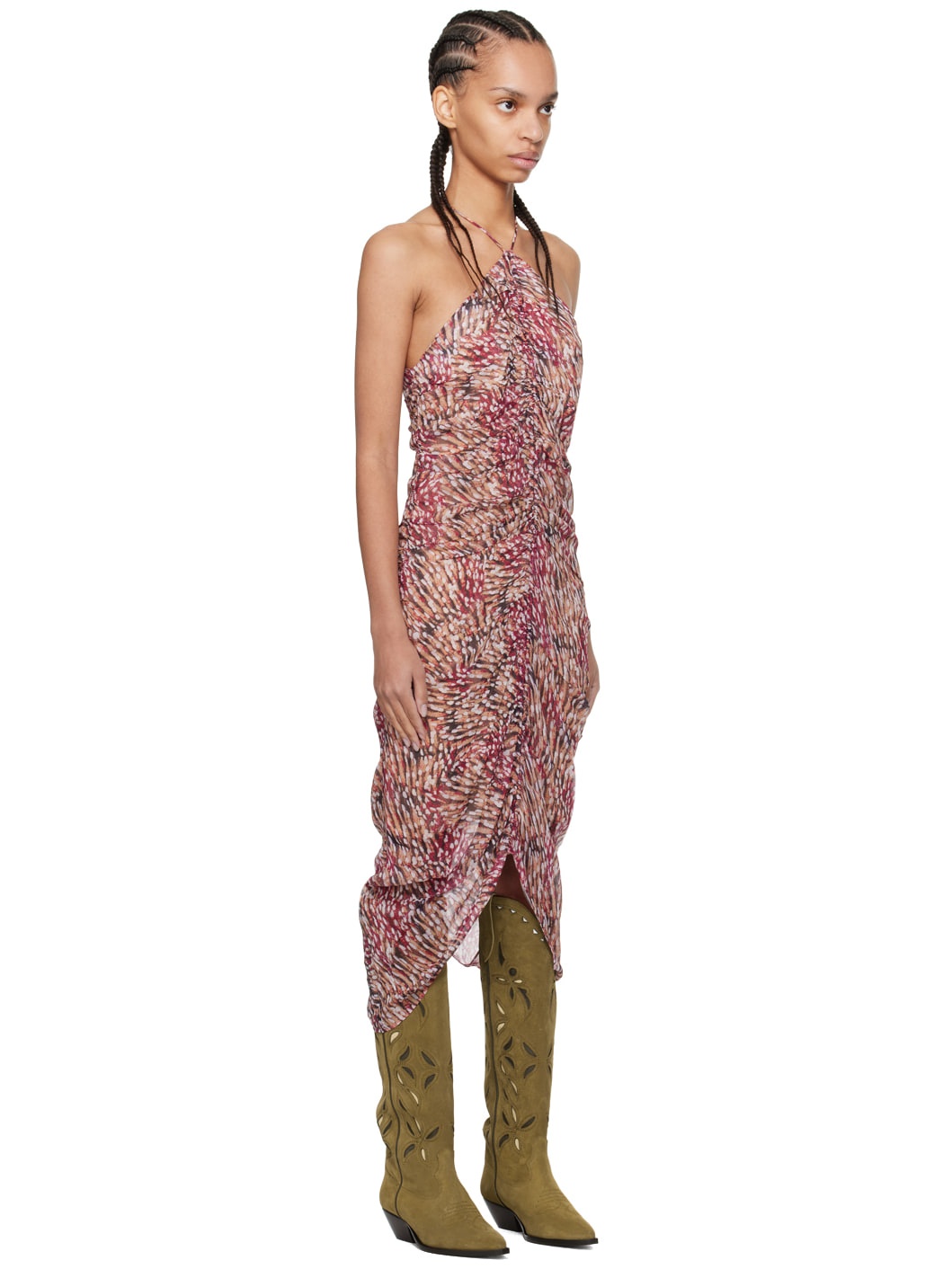 Beige & Pink Valdi Midi Dress - 2