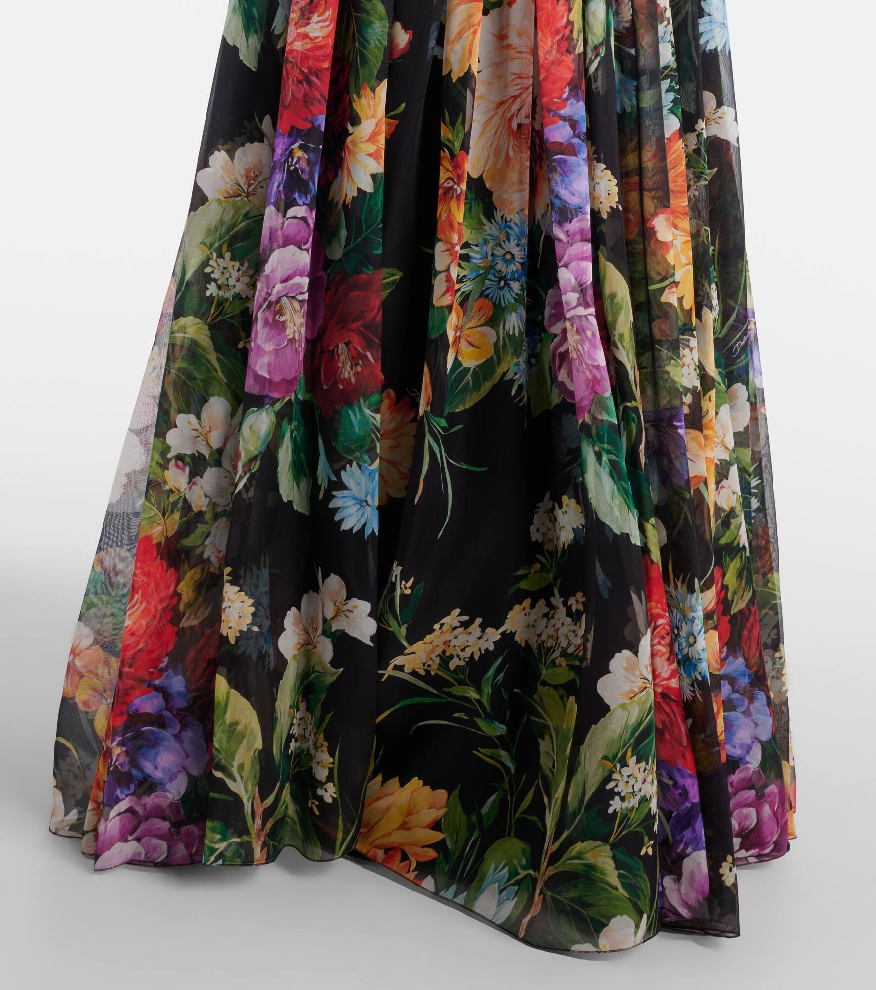 Floral silk chiffon maxi dress - 5