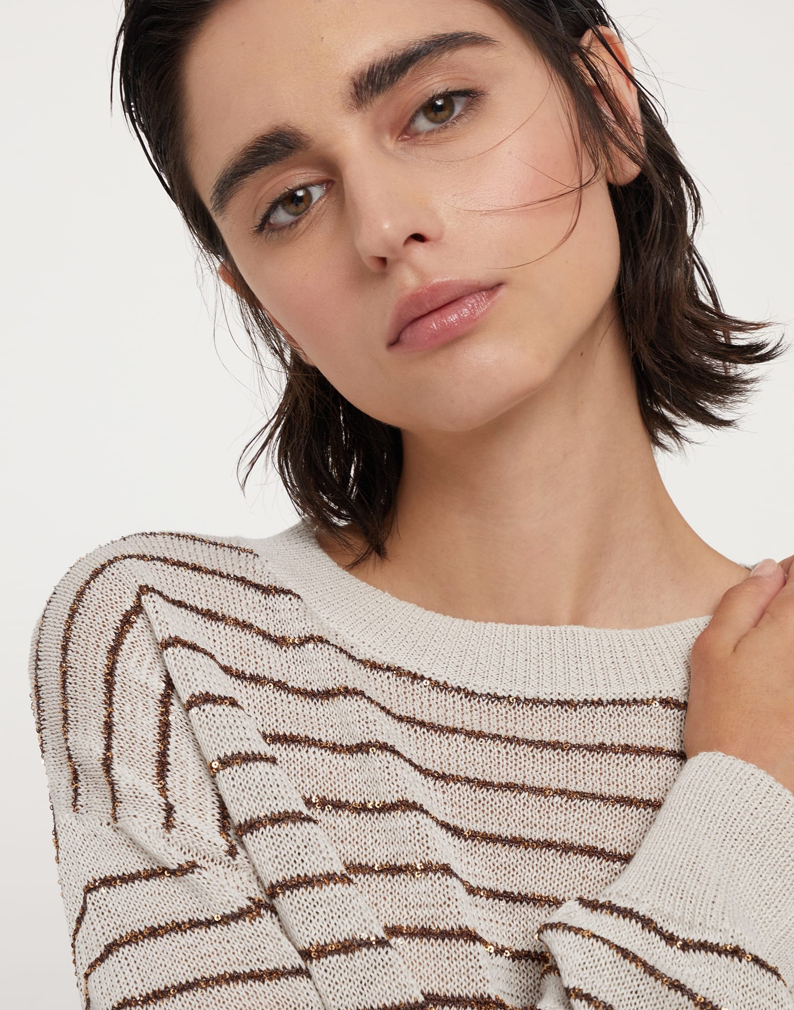 Cotton dazzling stripes sweater - 3