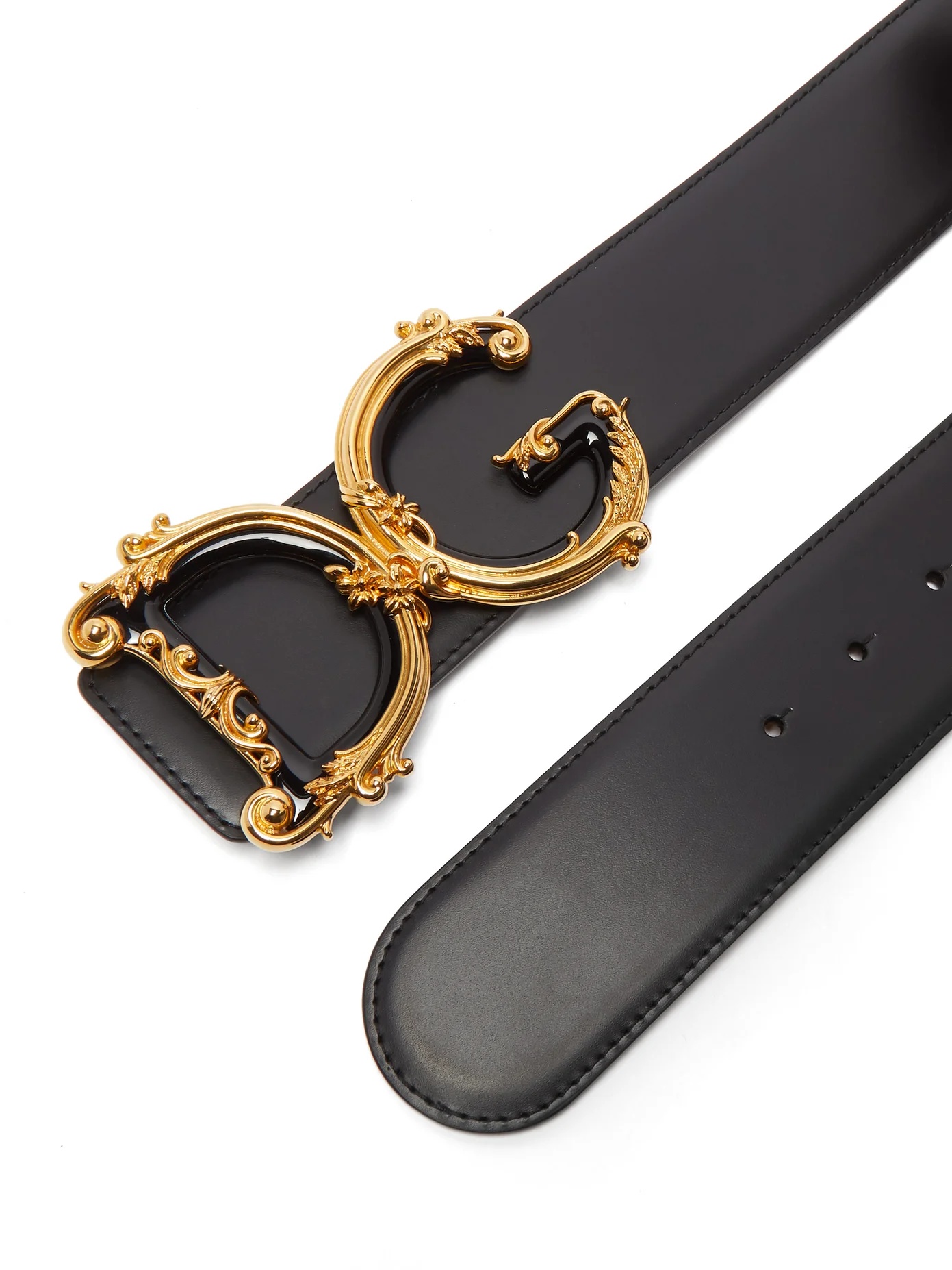 Baroque monogram buckle wide leather belt - 5