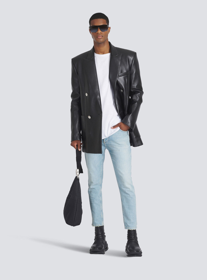 Balmain Slim cut  eco-designed denim cotton jeans with embossed Balmain logo outlook
