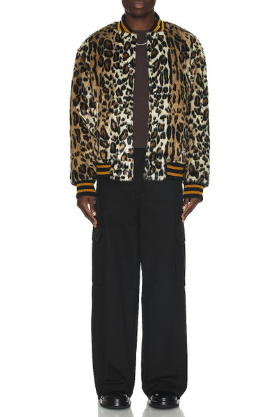 WACKO MARIA Fur Leopard Varsity Jacket outlook