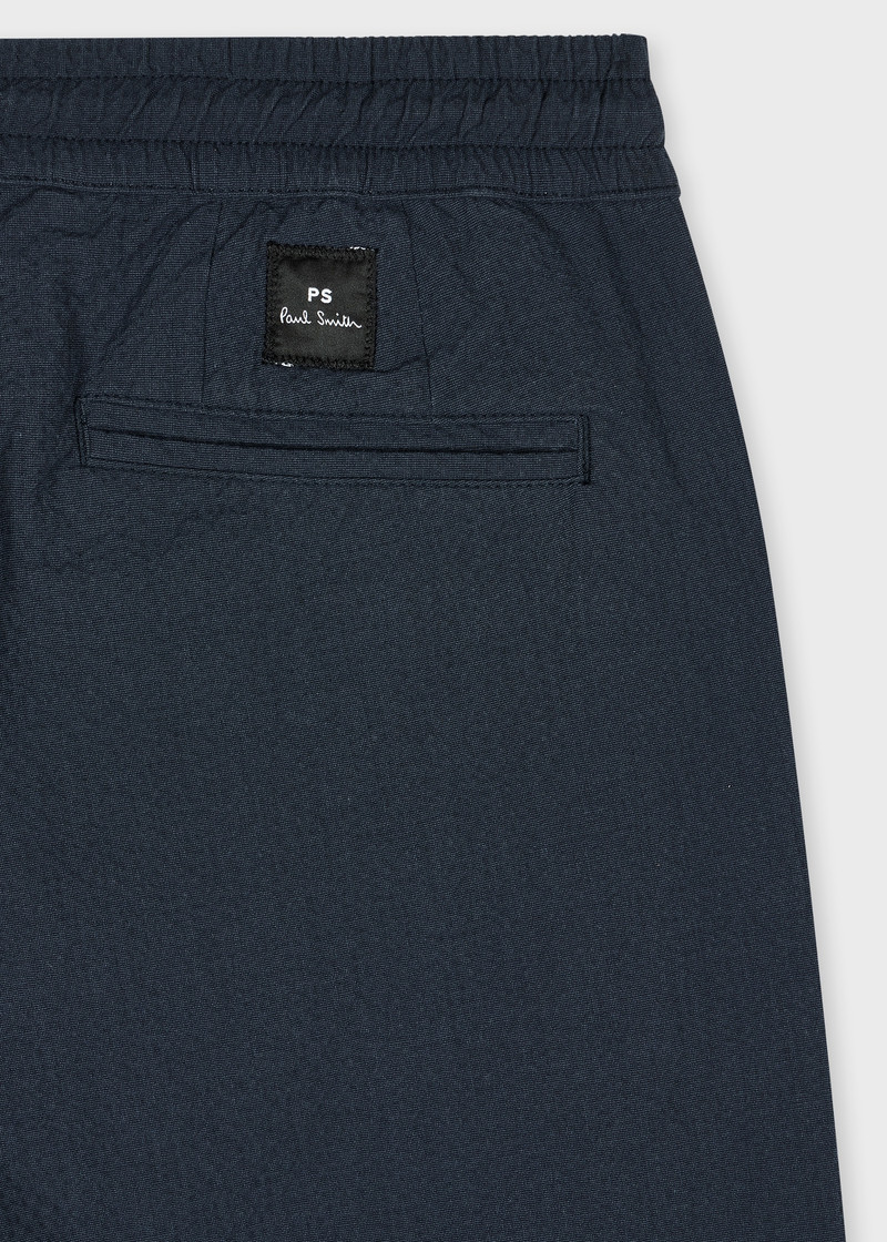 Paul Smith Navy Stretch-Cotton Seersucker Drawstring Trousers outlook