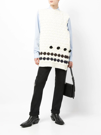 Raf Simons diamond-stitch floral-embellished knitted vest outlook
