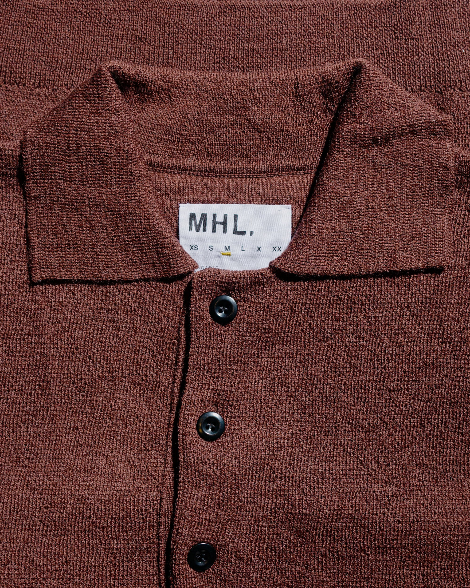 MHL Oversized Knitted Polo Dry Wool Dark Brown - 5