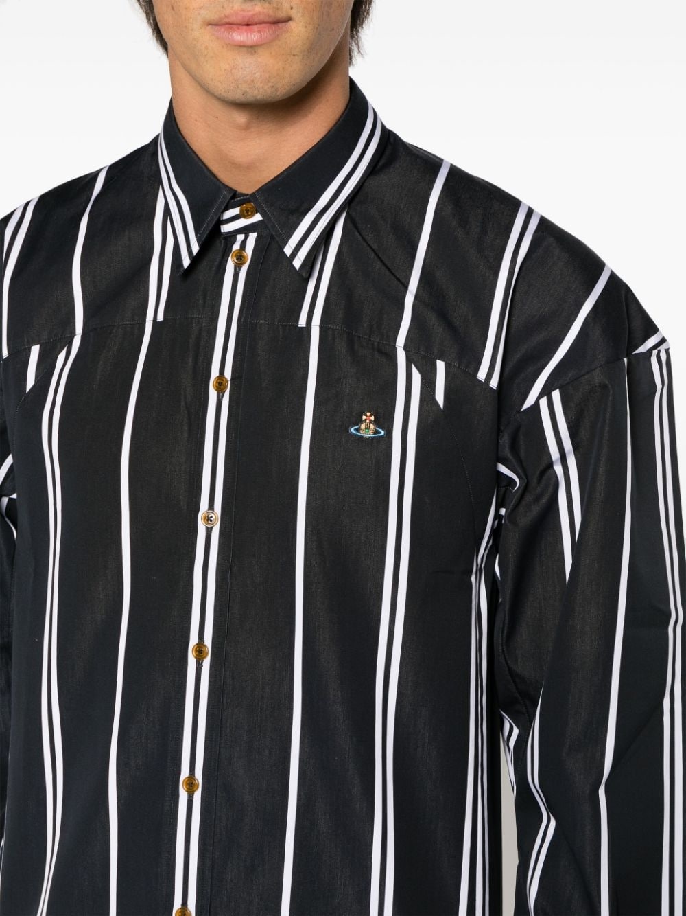 Orb-logo stripe-print shirt - 5