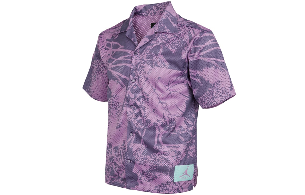 Men's Air Jordan Flight Knit Printing Loose Basketball Short Sleeve Light Purple Shirt CZ4736-591 - 2