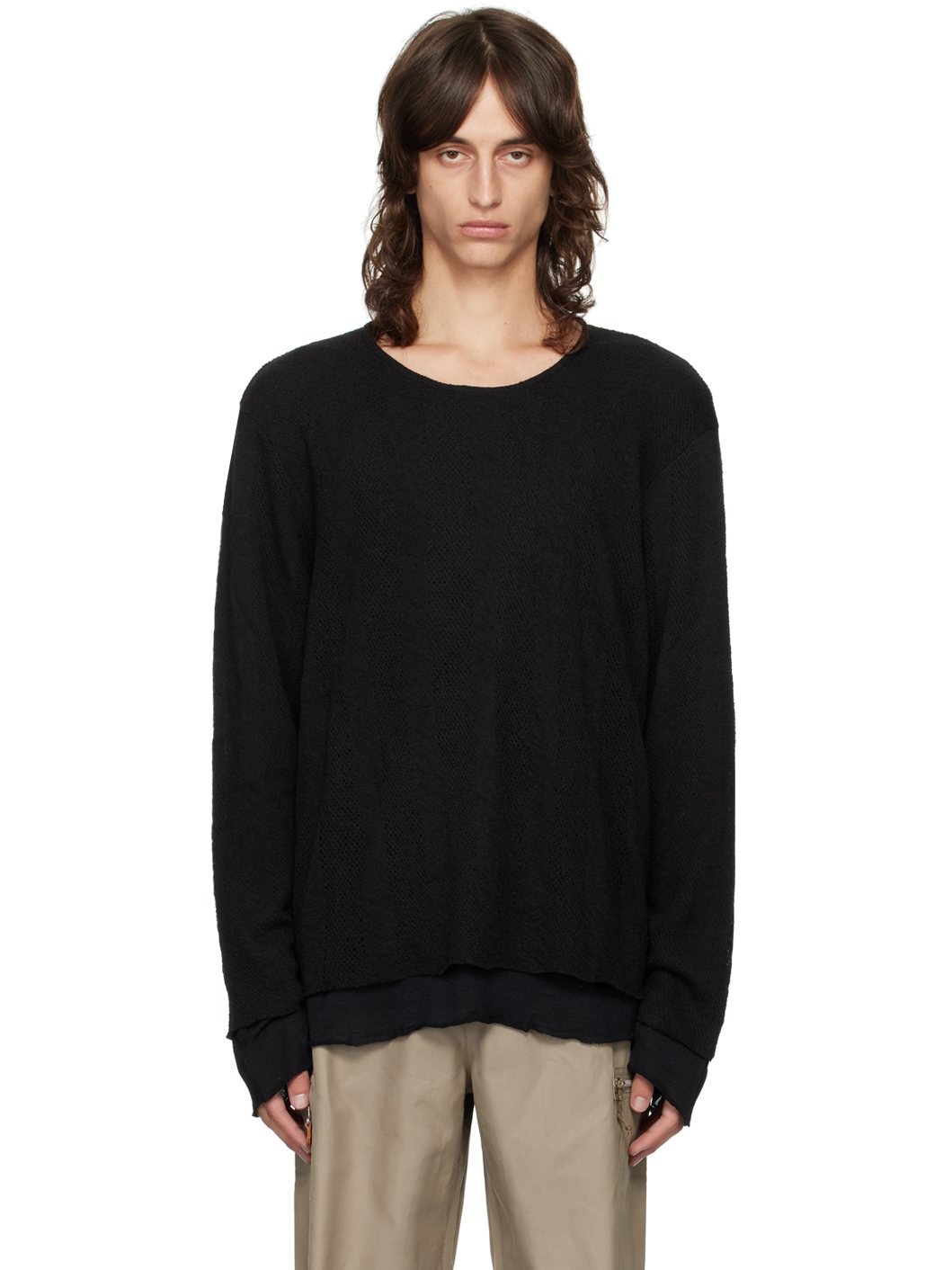 Black Double Lock Long Sleeve Sweater - 1